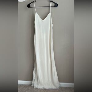 Zara silk slip maxi strappy ivory long flowy tank dress, NWT size XS